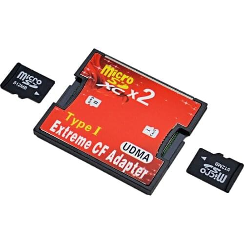 CHIPAL Dual Slot Micro SD SDHC SDXC TF to CF Adapter MicroSD to Extreme Compact Flash CF Type I Memory Card reader