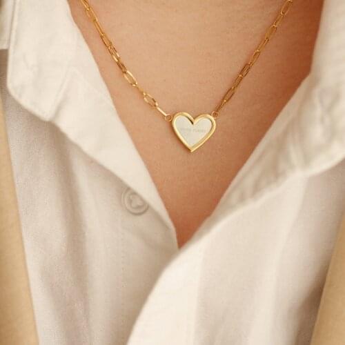 CHUANGU 18k Gold Fashion Heart Necklace For Women Bijoux Heart Choker Long Pendants Necklaces 2021 Geometric Vintage Jewelry