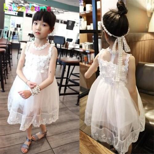 Kids Dresses Mesh Sleeveless Baby Girls Clothes Flower Design infant Dress Birthday Party Wedding Girl tutu Dress Clothing A007