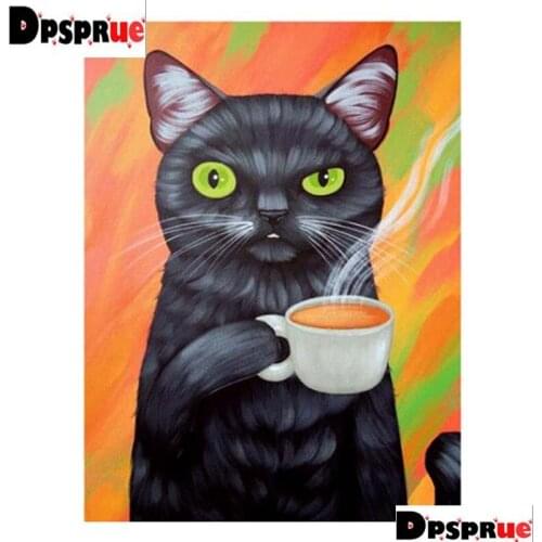 Dpsprue Full Square/Round Diamond Painting Cross Stitch Diamond 3D Embroidery Animal Cat DIY 5D Moasic Home Decor Gift K55