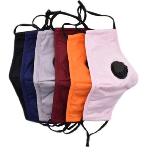 100% cotton Breathable Face Mask Filter Element Fabric Protective Dust Mouth Cover With Valve Washable Halloween Cosplay Mask