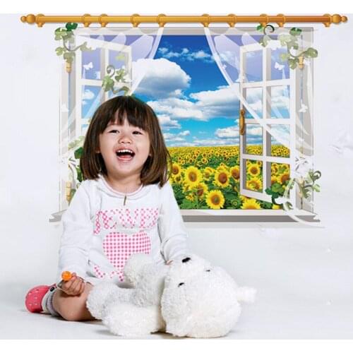 Screen window scenery false window landscape wall decal environmental protection Removable Wall Sticker