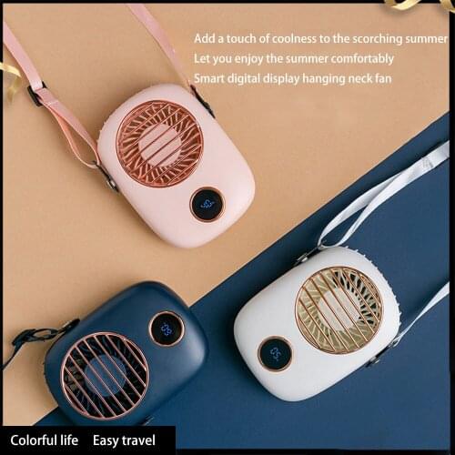 Halter Electric Fan Portable Air Conditioner USB Wireless Silent Mini Intelligent Digital Display Hand Held Creativity 3 Gears
