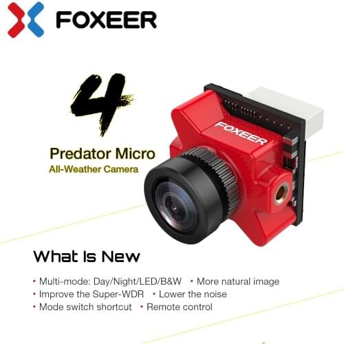 Foxeer Predator V4 Micro FPV Camera 16:9/4:3 PAL/NTSC switchable Super WDR OSD 4ms Latency Upgraded Foxeer Predator V3