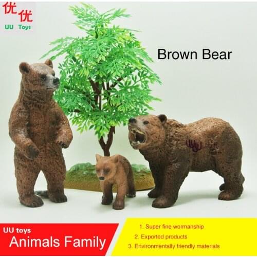 Hot toys: 3 Brown Bear family pack Simulation model Animals kids toys children Action Figures Action Figures Collections