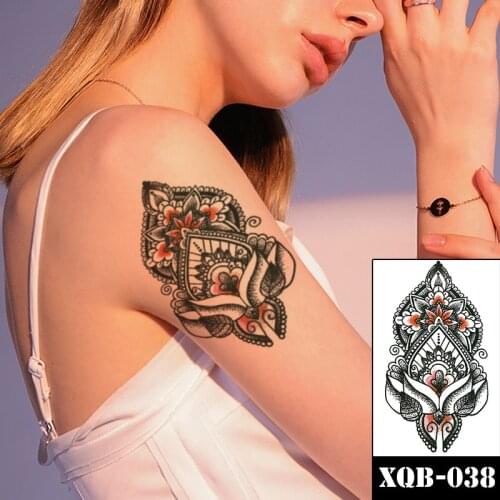 Hannah Style Totem Temporary Tattoo Sticker Realistic Leaves Vatican Flowers Fake Tattoos Waterproof Tatoos Arm Large Size Women
