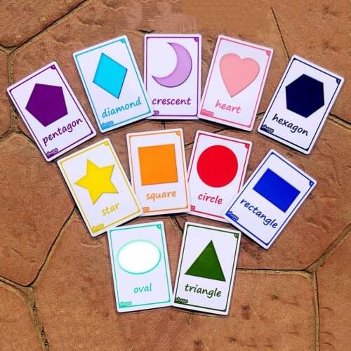 11pcs Shape Flashcards English Learning Cards Montessori Baby Cognitive Educational Toys Memory Game Teaching Aids