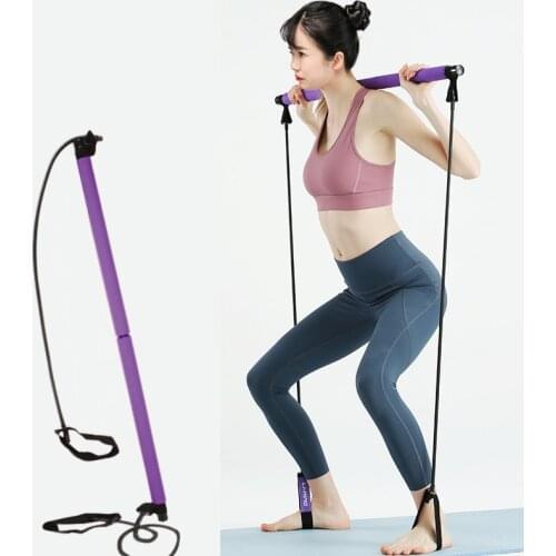 Yoga And Pilates Fitness Bar Kit Gym Home Exercise Stretching Belt Stick Resistant Bands Household Portable Fitness Equipment