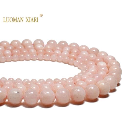 Wholesale Pink Morganite Round Natural Stone Beads For Jewelry Making DIY Bracelet Necklace Handmade Material 4/6/8/10/12 mm