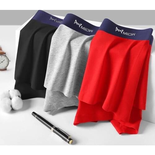 MiiOW Mens Underwear Mens Cotton Flat-angle Antibacterial Crotch Seamless Loose Pants Four-corner Breathable Shorts Underpants