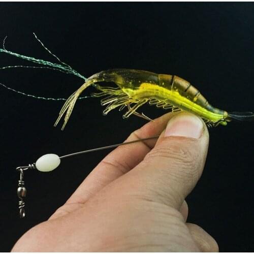 3pcs/lot Shrimp Soft Fishing Lure 9cm 6g Artificial Bait With Luminous Bead Swivels Hook Lifelike Shrimp Lure Carp Fishing