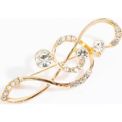 New Fashion Music Brooch Pin Metal Rhinestone Musical Note Brooch Gifts Woman Crystal Jewelry Clothes Accessories