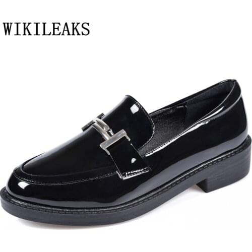 Korean Shoes Patent Leather Shoes Women Loafers Women Fashion Slip On Shoes For Women Creepers Comfortable Dames Schoenen