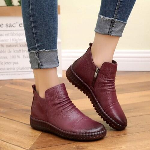 Autumn ankle boots womens leather shoes women casual womens boots comfortable retro womens boots