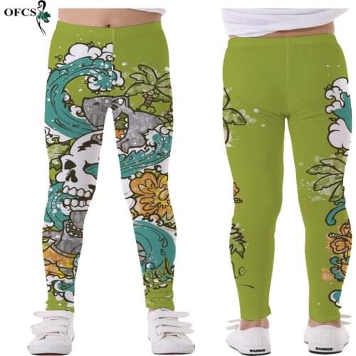 Spring Hot Retail Sweet Kids Printing Leggings Girls Fashion High Elastic Trousers For 5-12Year New Children Skinny Pencil Pants