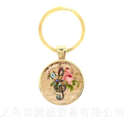 Europe And America Sell Music Art Piano Time Gem Keychains Alloy Glass Pendant Fashion Accessories Wholesale Teachers Day Gift