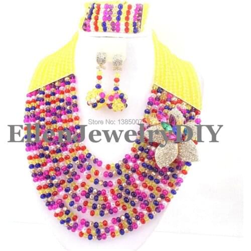 Multicolor African Beads Jewelry Set Crystal Beads Necklace Set African Jewelry Set Crystal Jewelry Set W7795