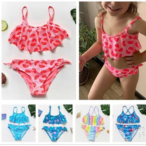 Richkeda Store New 1~14Y Girls Swimsuit High Quality Girls Swimwear Two Pieces Kids Bikini Set Biquini Infantil Swimming Suit