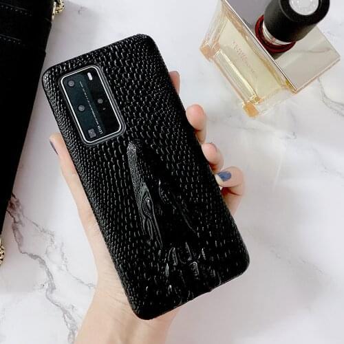 Luxury Genuine Leather 3D Crocodile Phone Case For Huawei P40 Pro Case Luxury Cow Leather Cover Funda For Huawei P40 Pro Case