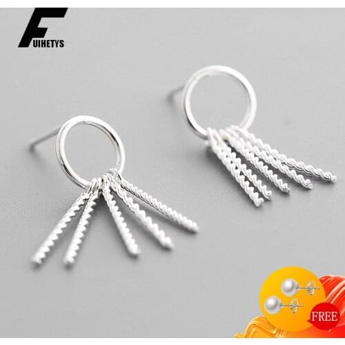 Bali Jelry Trendy Silver 925 Women Earrings Jewerly Round Shape Long Tassel Style Drop Earring Ornaments for Wedding Engagement