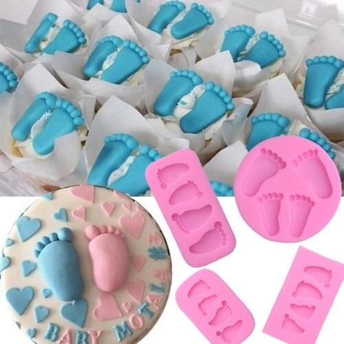3D Cute Baby Feet Silicone Mold Chocolate Cake Mold Baking Tools Bakeware Pudding Mold DIY Household Kitchen Supplies