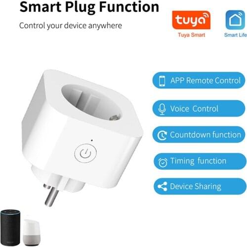 Tuya Wifi Smart Plug 10A EU Socket With Timer Real-Time Monitoring Anomalies SmartLife APP Voice Control For Google Home Alexa