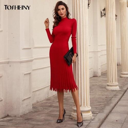 Модные трикотажные платья Tosheiny China At AliExpress