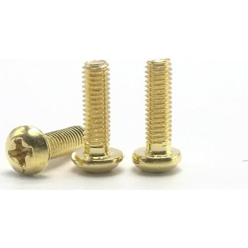 50pcs/lot M2 M2.5 M3 M4 DIN7985 GB818 Brass Cross Recessed Pan Head PM Screws Phillips Screws