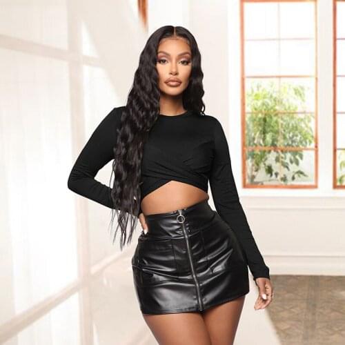 Wantmove Wholesale Solid Color Round Neck Long Sleeve Basic Women Crop Top Casual T Shirt For Lady AM496