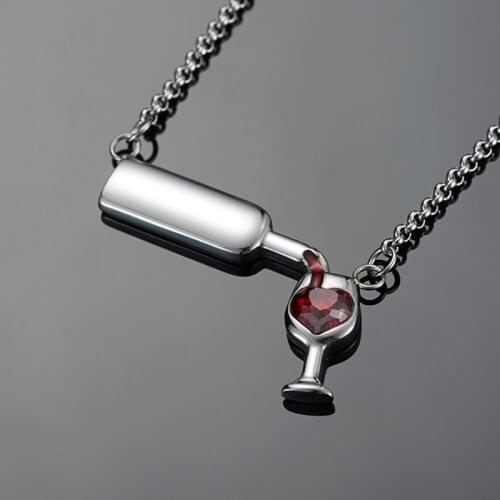 WAWFROK Women Necklace 3 Colors Necklaces for Women Pendant Stainless Steel Red Heart Cubic Zirconia Unique Chain Jewelry