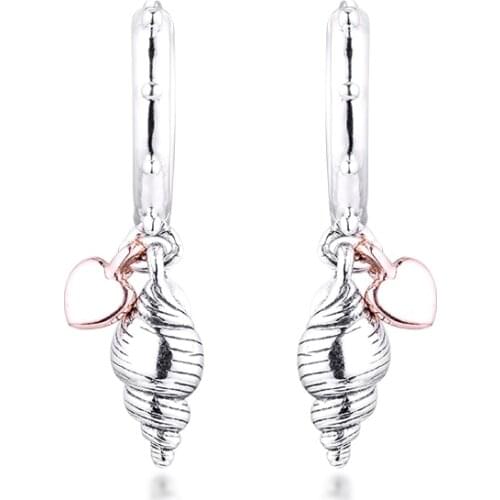 Heart & Conch Shell Hoop Earrings 2020 New Summer Girl Silver jewelry for Woman Hot sale New S925 Youth Sterling Silver