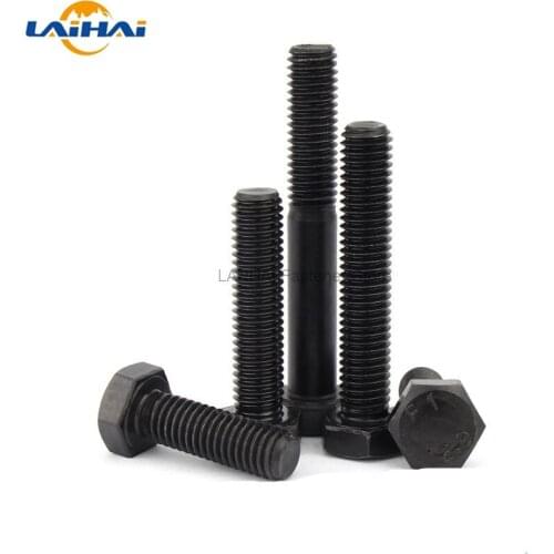 1/10pcs M6 M8 M10 M12 M14 M16 Black Grade 12.9 Alloy Steel Metric Thread GB5783 DIN933 External Hex Hexagon Head Cap Screw Bolt