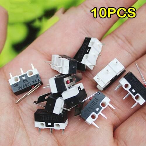 10PCS Mini Micro Limit Switch NO NC 3 Pins PCB Terminals Normally Open Closed 1A AC 125V 110V Lever Action Push Microswitches