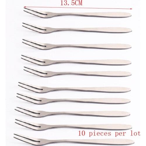 10pcs Stainless Steel Fruit Cake Forks Cocktail Dessert Tableware Environmentally friendly for Kitchen tools