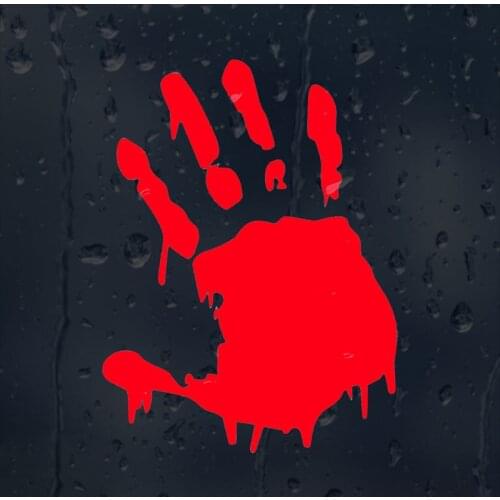 11.3CMX15CM Bloody Hand Print Zombie Vinyl Car Window Sticker Motorcycle Decal Accessories Black Silver Red C1-2138