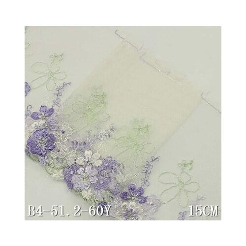 2Yards 15cm wide Purple Polyester Soft Mesh Embroidery Lace Trimmings Dress Accessories Lace Fabric Sewing Crafts Doll Material