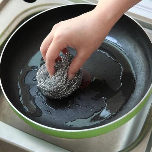 4PCs Cleaning Ball Wash Dishes Plate Bowl Clean Stainless Steel Kitchen Sponges Scouring Pad Brushes Ball Scourer Useful 45gA