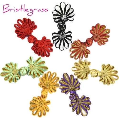 BRISTLEGRASS 5 Pair Handmade Chrysanthemu Chinese Knot Buttons Frogs Closure Ribbon Fastener Cheongsam Costume Suit Sewing Craft