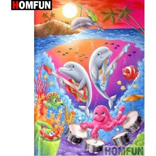 HOMFUN Full Square/Round Drill 5D DIY Diamond Painting "Cartoon dolphin" Embroidery Cross Stitch 3D Home Decor Gift A17515