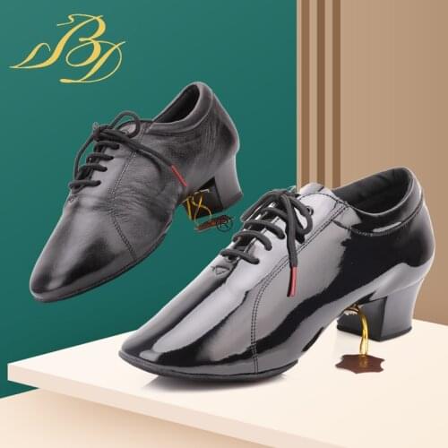 BD Dance shoes mens Latin dance shoes standard dance shoes 419 black white genuine leather two-point sole free shipping