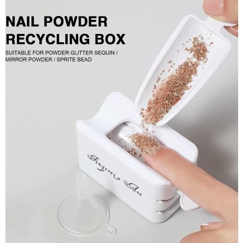 White ABS Double Layer French Powder Box Recycled Nail Powder Storage Box Portable Infiltration Powder Container Nail Art Tool