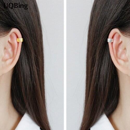 1 Piece Simple 925 Sterling Silver Glossy C Shape Clip Earrings For Female Jewelry