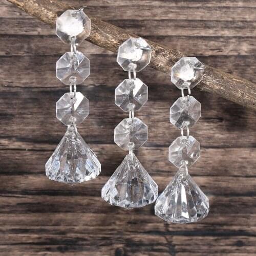 24x Strands Acrylic Crystal Clear Garland Hanging Bead Chains Wedding Decoration Event&Party Supplies Home Feavorate
