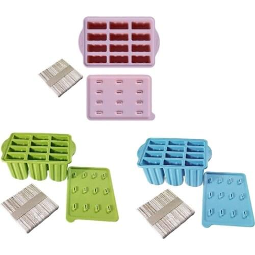 12 Grid Popsicle Mold Ice Cream Maker Yogurt DIY Mould Available Reusable Tool for Summer Party Bar Kitchen Gadget 1set