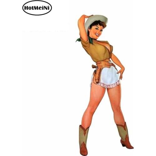 HotMeiNi 13cm x 5.3cm for COWGIRL COWBOY HAT PINUp GIRL Fine Car Decal Waterproof Graffiti Sticker Custom Printing