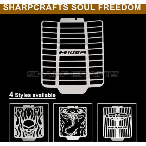 Motorcycle 2006-2018 Chrome Radiator Grill Grille Cover Guard For SUZUKI Boulevard M109R VZR1800 Cool Scorpion Skull Flame Style