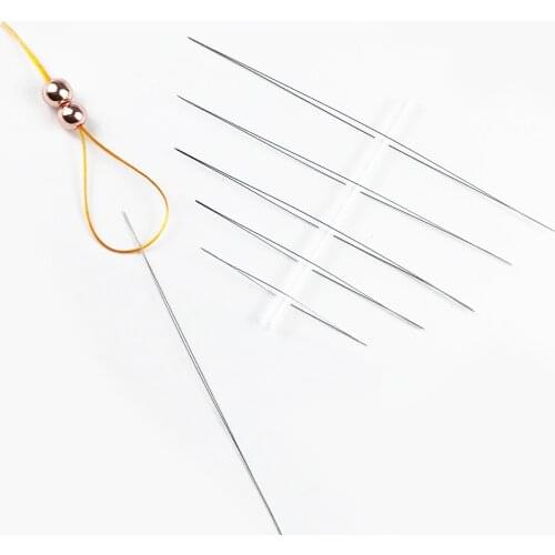 JHNBY 5PCS Big Eye Curved Open Stainless Steel Beading Needles for beads pearls Threading String Cord Jewelry Making Tools Pins