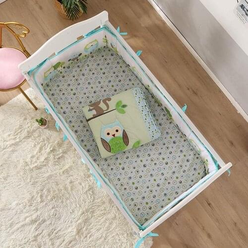 7PCS Cartoon Owl Baby Bedding Set Baby cradle crib cot bedding set cunas Baby Bed Protector (bumper+duvet+bed cover+bed skirt)