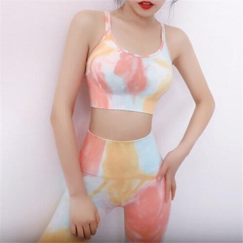 Summer NEW Tie Dye Seamless Yoga Sets Gym Fitness Clothing Sportswear High Waist Athletic Leggings Sports Workout Bra Suits
