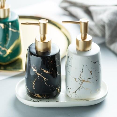 Marble ceramic storage bottle replacement bottle toilet lotion bottle model room bathroom bottle press ins series bottle